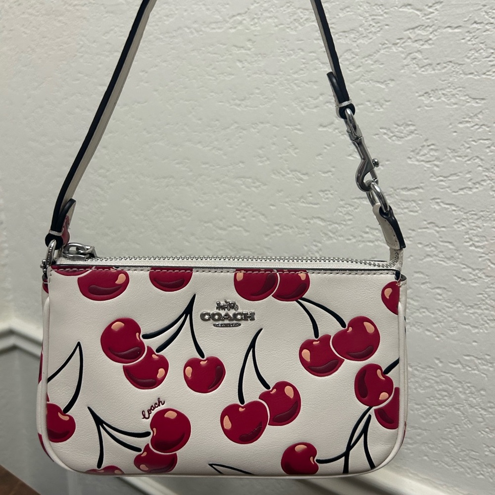 Coach Cherry Print White Shoulder Bag